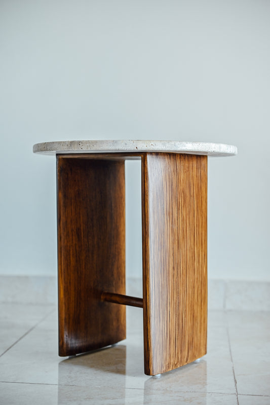 Travertine Side Table